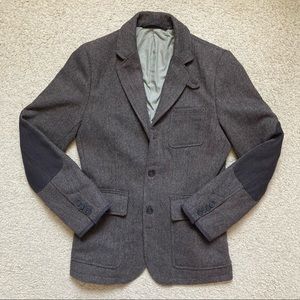 H&M Heavy Tweed Coat with Elbow Pads - S